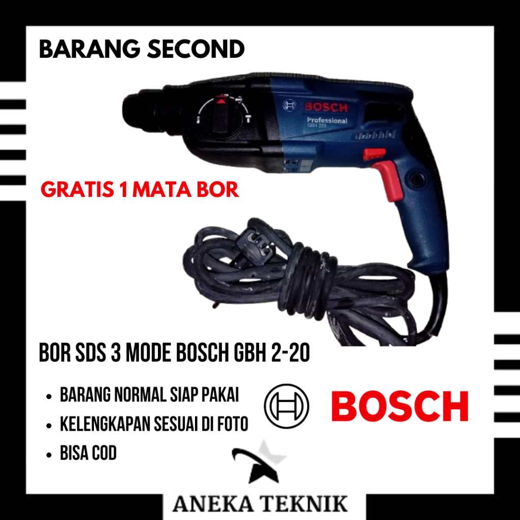 BOSCH Rotary Hammer Bosch GBH 220 Professional / Mesin Bor Bobok Beton tembok