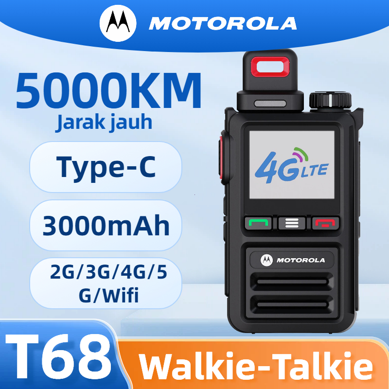 Zello POC Walkie Talkie Motorola T68 5000KM jarak jauh 6800mAh Handy Talkie HT Global 2G/3G/4G/5G LT