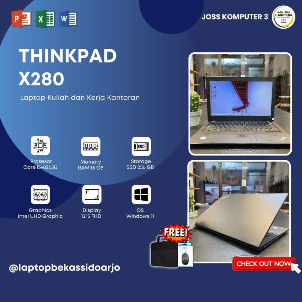 LAPTOP MURAH LENOVO THINKPAD X280 //  RAM16 GB