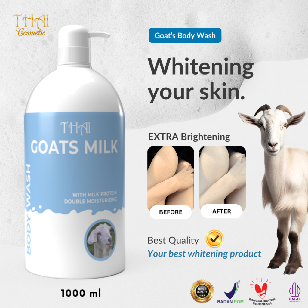 Thai Goats Milk Body Wash 1000ml -  Sabun Cair Susu Kambing & Pencerah Kulit