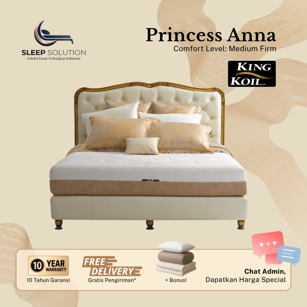 KING KOIL PRINCESS ANNA I Kasur Spring Bed | Matras Premium | 100x200, 120x200, 160x200, 180x200, 20