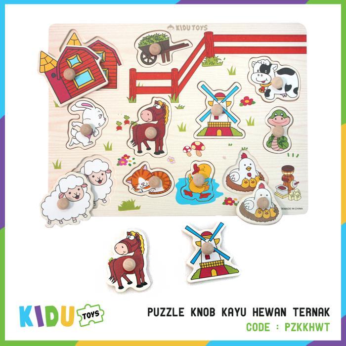 ` Puzzle Knob Kayu Hewan Ternak