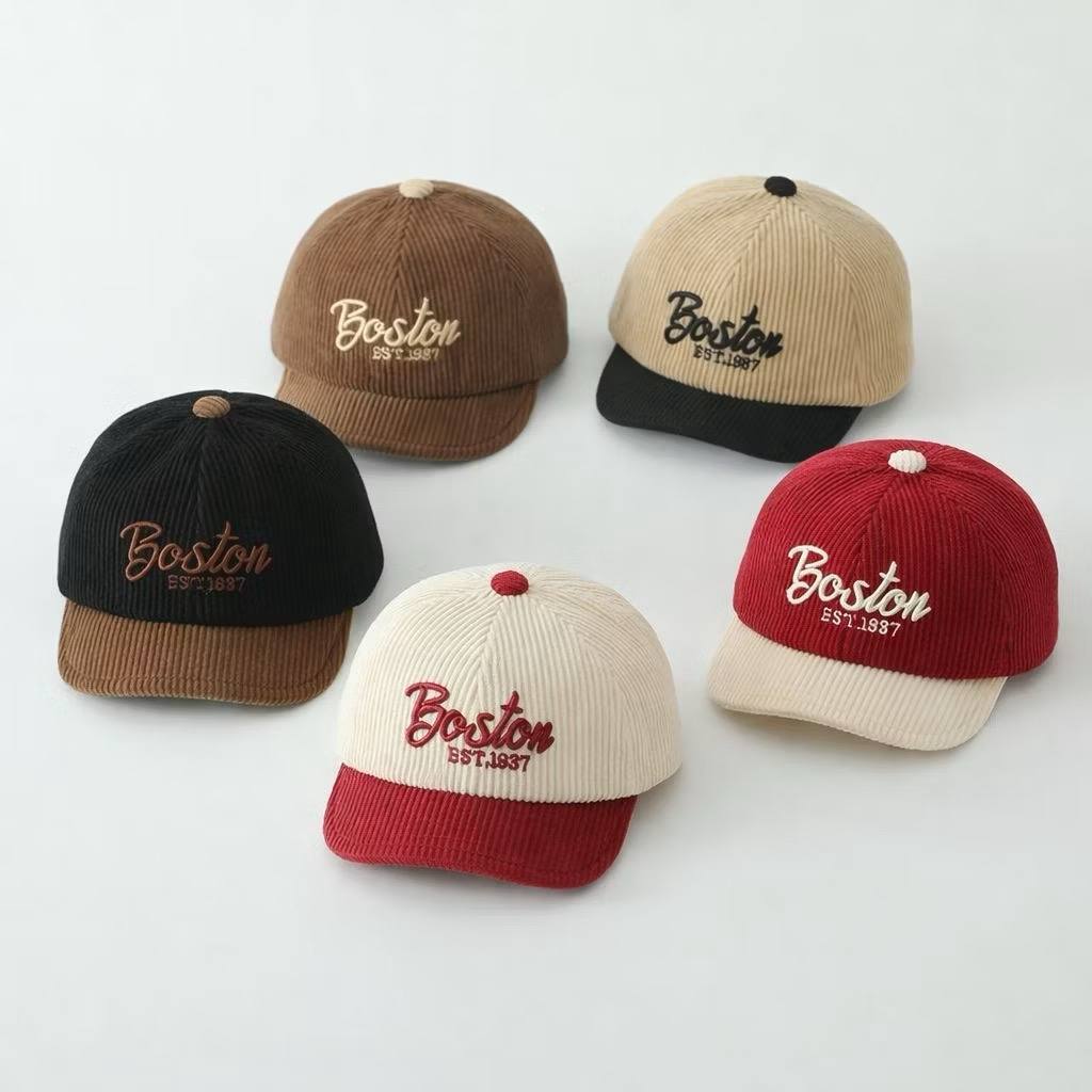 Topi Baseball Corduroy - Topi Corduroy Bordir Boston Terbaru Vintage | HI-Baby Brooklyn Boston Untuk