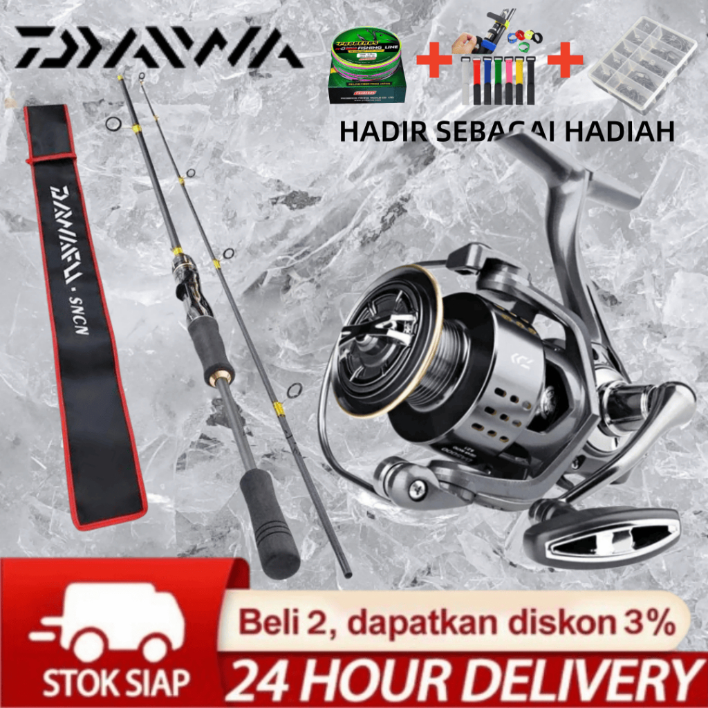 DAIWA Set Joran Pancing DA2000-7000 laut murah dan kuat 30 kg rill pancing Gulungan Pancing Logam Pe