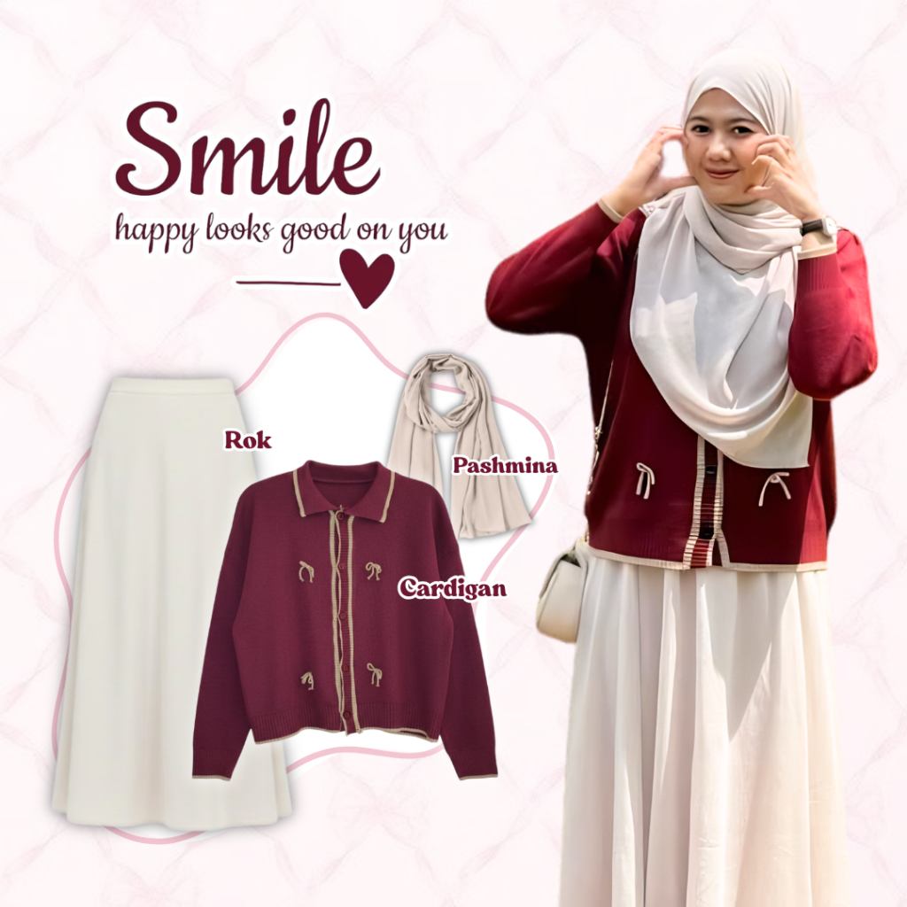 Louvee Outfit / one set remaja 3in1 /  Setelan Kekinian / outfit wanita kekinian / Cardigan Rajut Sa