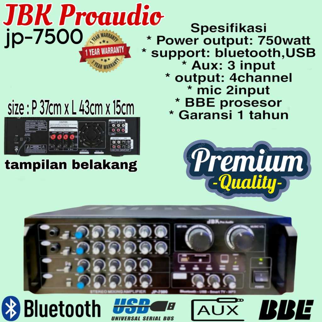 Amplifier JBK Proaudio JP-7500 (750 Watt)