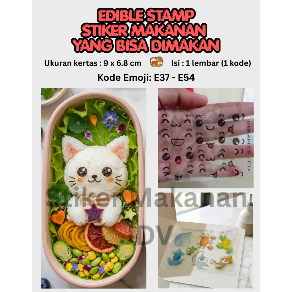 Stiker Makanan Emoji Emoticon Mini Bisa Dimakan Edibel Stamp Economic Pack Stiker Nasi Stiker Bento 