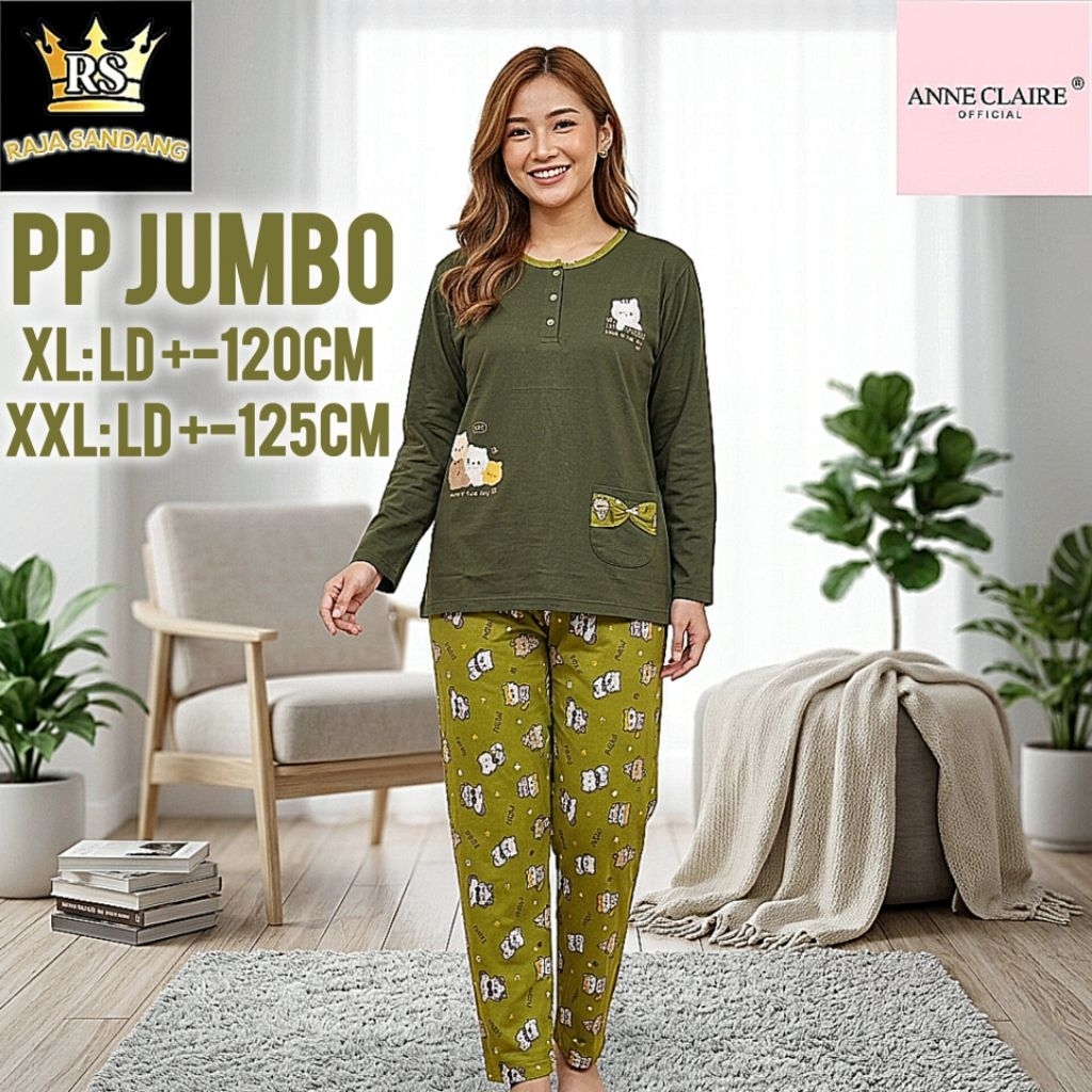 RAJA SETELAN PP JUMBO ANNE CLAIRE LD+-125 KATUN STRETCH BABYDOLL AC GROSIR SETELAN CELANA PANJANG PI