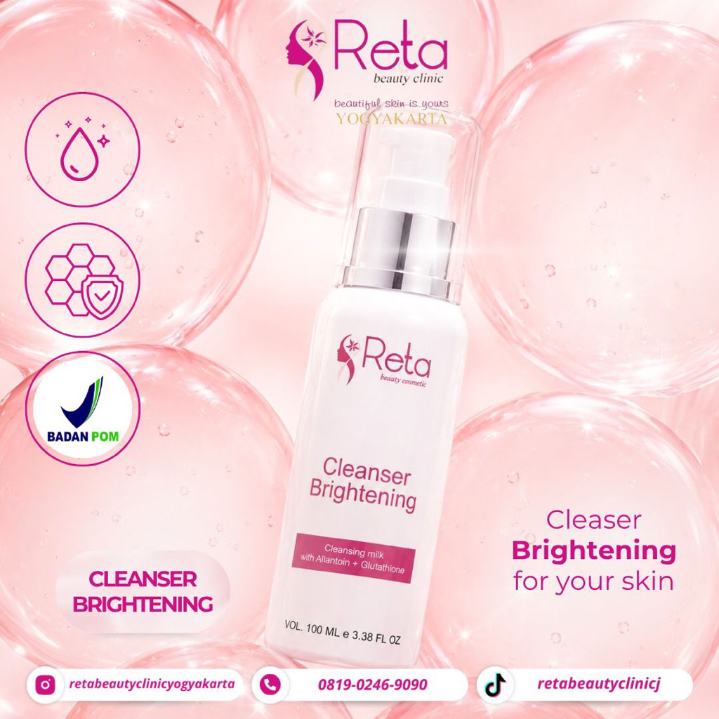 Cleanser Brightening / Kosmetik Murah / Reta Beauty Clinic / Pembersih Wajah / Clinic / Wajah bersih