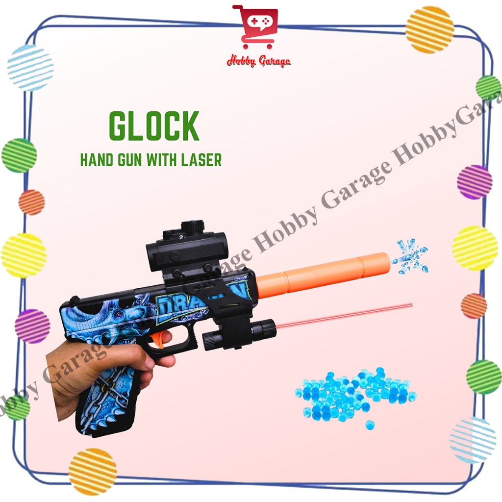Mainan Tembakan Anak Handgun Watergel Glock Water Gel Laser Infrared