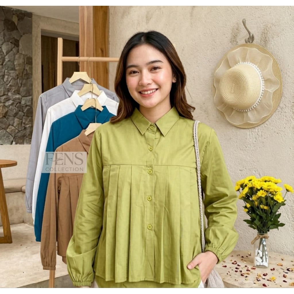 Baju Wanita Crop Model Rempel Depan - Linen Premium, Nyaman Dipakai, Desain Stylish