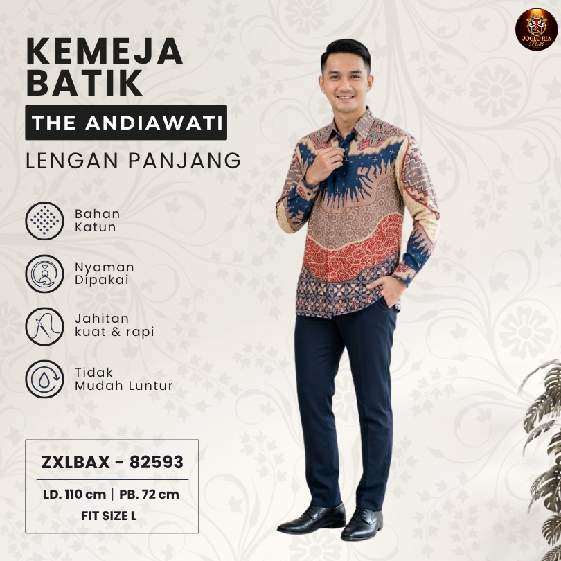 Kemeja Batik Pria Lengan Panjang Premium Mewah Baju Batik Solo Modern Kantor | Ria Batik Solo