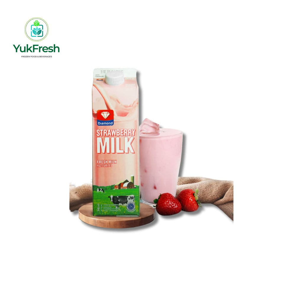 Diamond Fresh Milk Strawberry / Susu Fresh Milk Rasa Strawberry Diamond 946ML - YukFresh