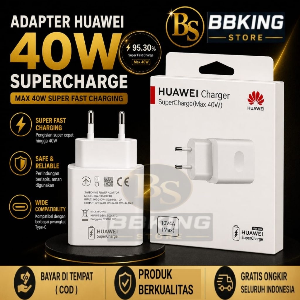 CHARGER HUAWEI 40W  / 40WATT ADAPTOR KEPALA CHARGER SUPERCHARGE FAST CHARGING ORIGINAL 100%