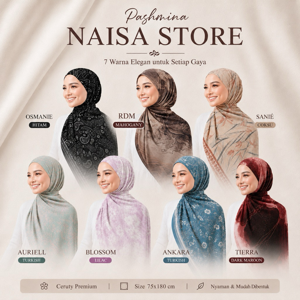 Pasmina Motif Print Bahan Ceruty Babydoll Premium || Ori SK23 Collections - Viral Kekinian N1365