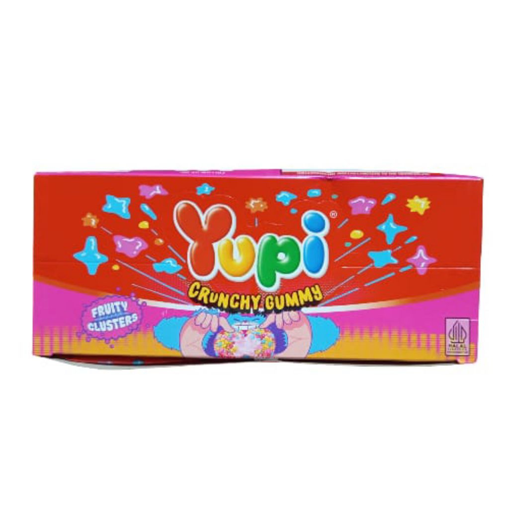 Yupi Crunchy Gummy Fruity Clusters box