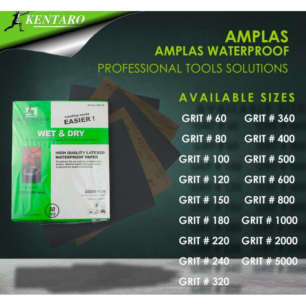 KENTARO AMPLAS WATERPROOF KENTARO AMPLAS PENGHALUS ALAT PERTUKANGAN KENTARO - GRIT 60#.80#.120#.150#