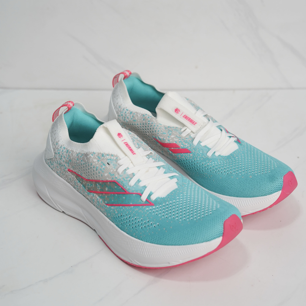 Mills Enermax Nanoknit M2 Running Shoes - White Teal Hot Pink | Sepatu Lari Pria Wanita Original | R