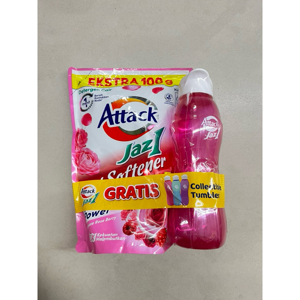 FREE BOTOL TUMBLER Deterjen Cair Attack Jazz1 + Softener 1,2 kg