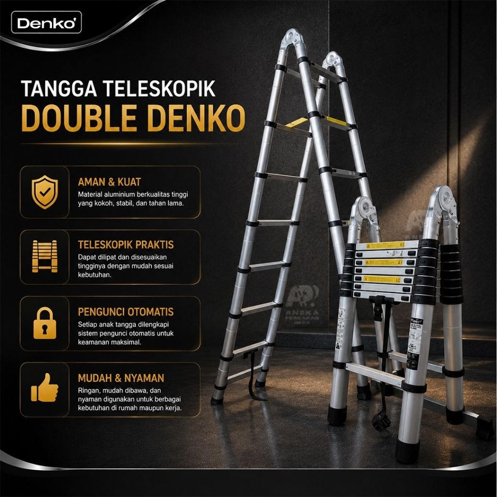 Tangga Double Teleskopik Denko  | Alumunium Double Teleskopik Ladder