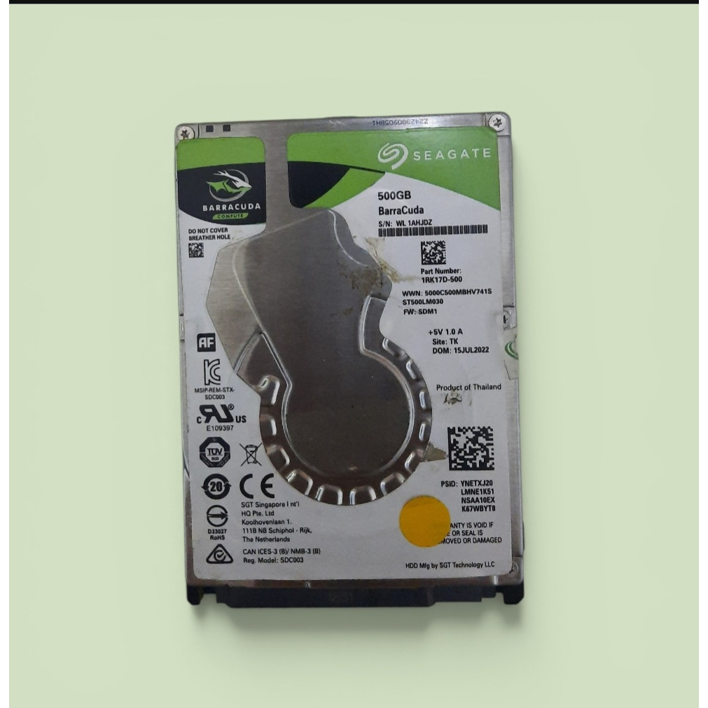 Seagate Barracuda 500GB Harddisk Laptop 2.5inch SATA Slim