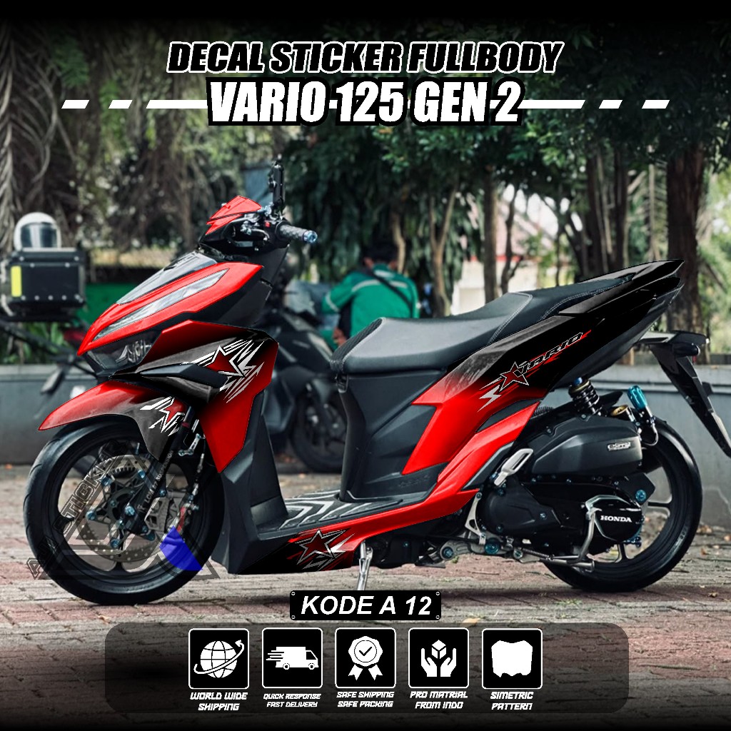 Sticker Decal Vario 125 New Gen 2 Striping Variasi Full Body Anti Gores Glossy/Doof Motif Bintang Ra