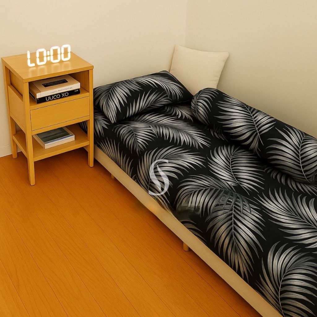SPREI MOTIF BLACK PALM / SPREI MOTIF KEMBANG / SPREI MOTIF DAUN PALM / SPREI DAUN PALM / SPREI AESTH