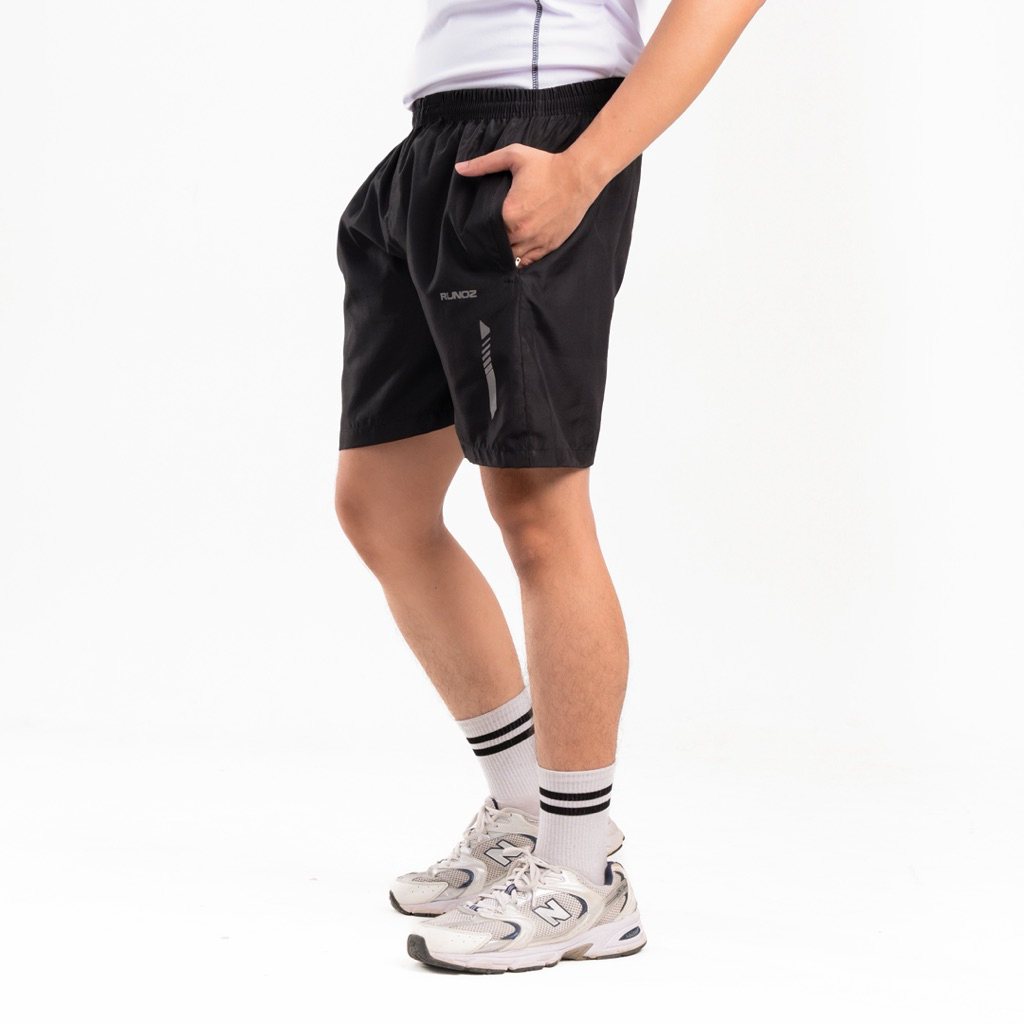 Runoz - Celana Pendek Parasut Olahraga Saku Resleting Boardshort Pria Wanita Celana Pendek Olahraga 