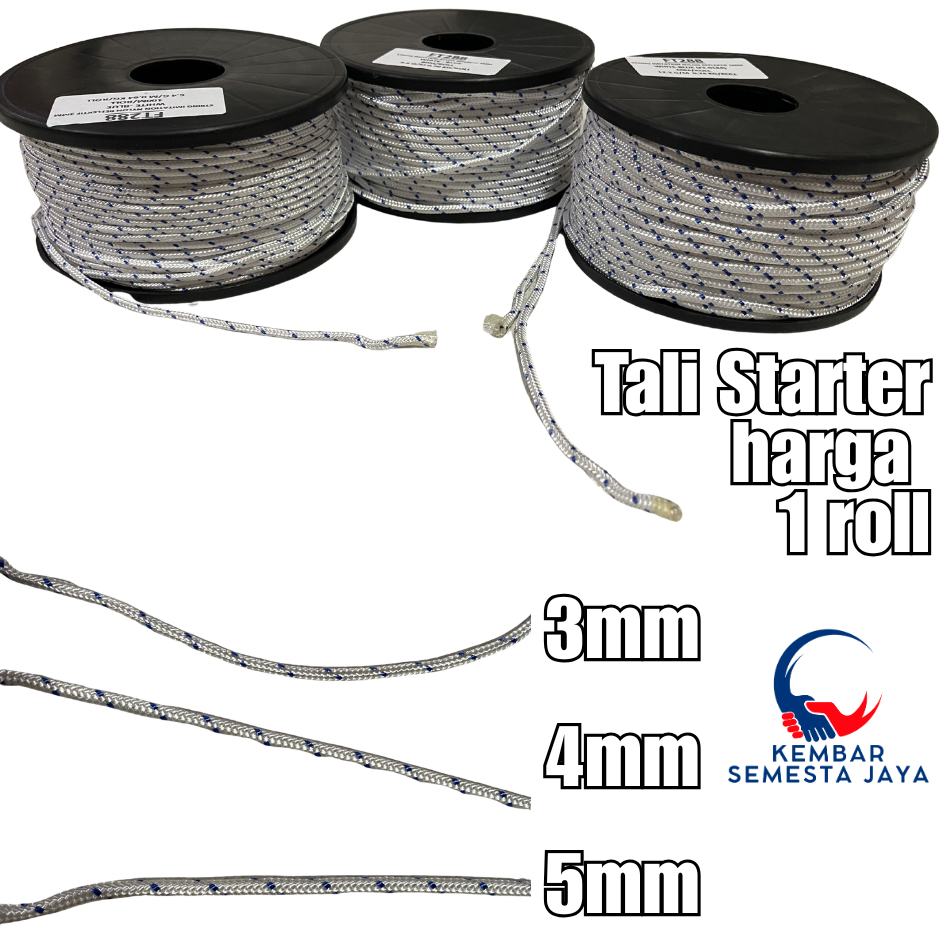 THUR Tali Stater 3mm 4mm 5mm 1 ROLL 100 METER / 100 M Tali Pullstarter Nylon Serbaguna Potong rumput