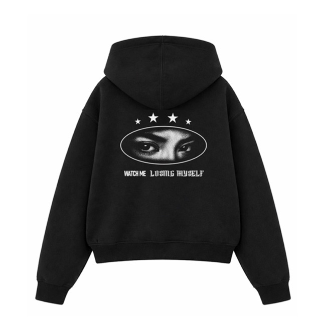 Hoodie Boxy Hitam | LUKA  | Watxh Me | Cotton Fleece 330 GSM | Hoodie Boxy