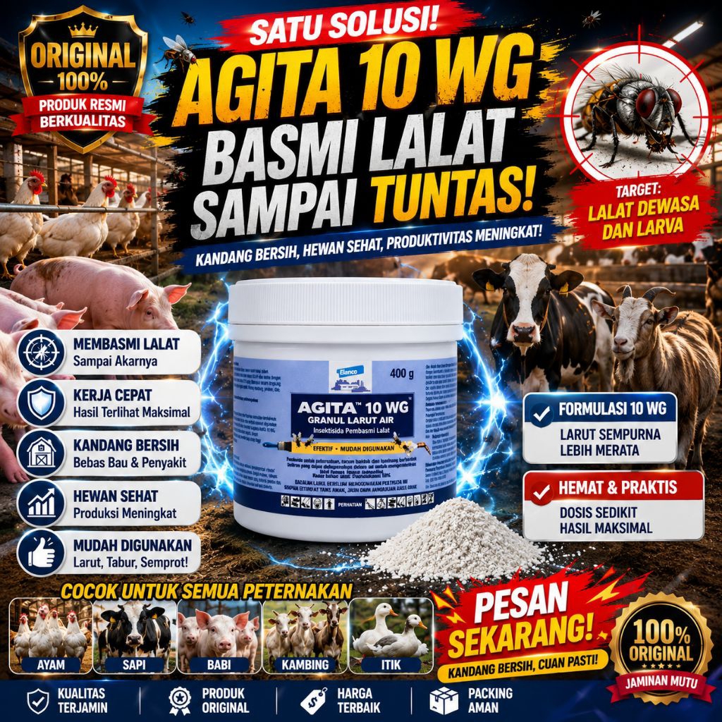 AGITA 10 WG 400GR ORIGINAL | Pembasmi Lalat Kandang Ayam Sapi Babi Paling Ampuh