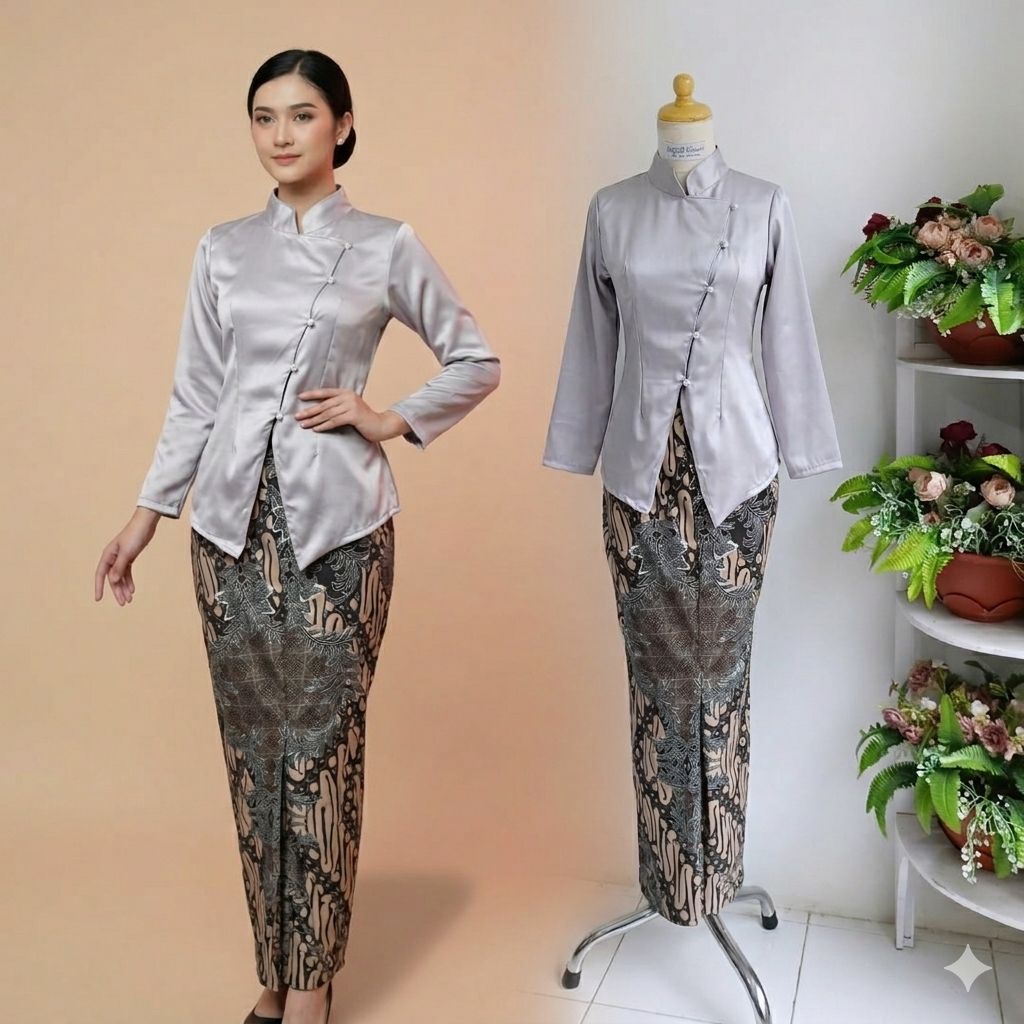 Setelan Kebaya Janggan Dewasa Modern Mewah Baju Gadis Kretek Hitam Premium Rok Kebaya Kondangan Wisu