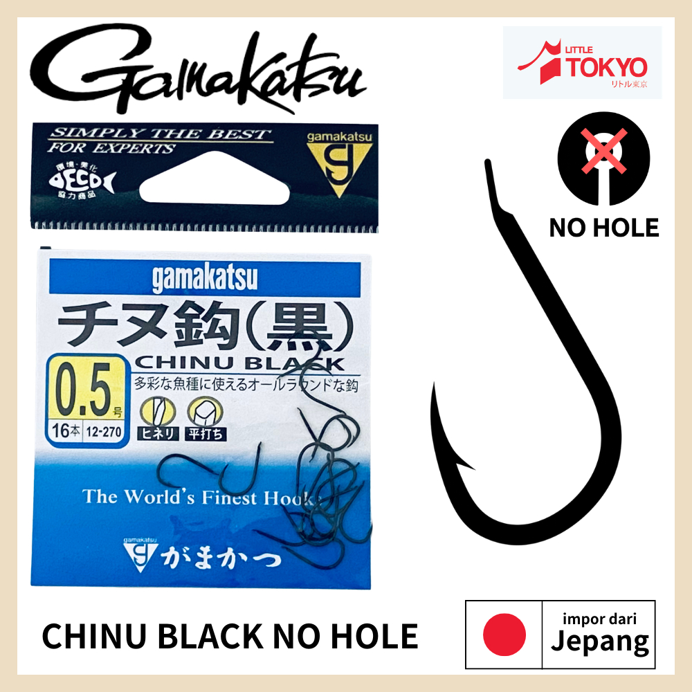 Mata Kail Pancing Gamakatsu CHINU BLACK TANPA LUBANG  Original Japan