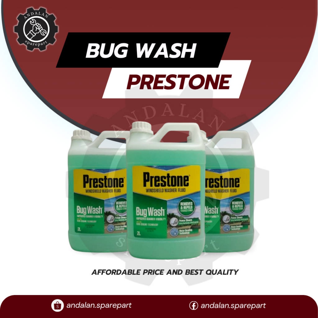 PRESTONE WIPER FLUID BUG WASH 2 LITER AIR WIPER CAIRAN PEMBERSIH KACA MOBIL WINDSHIELD WASHER FLUID