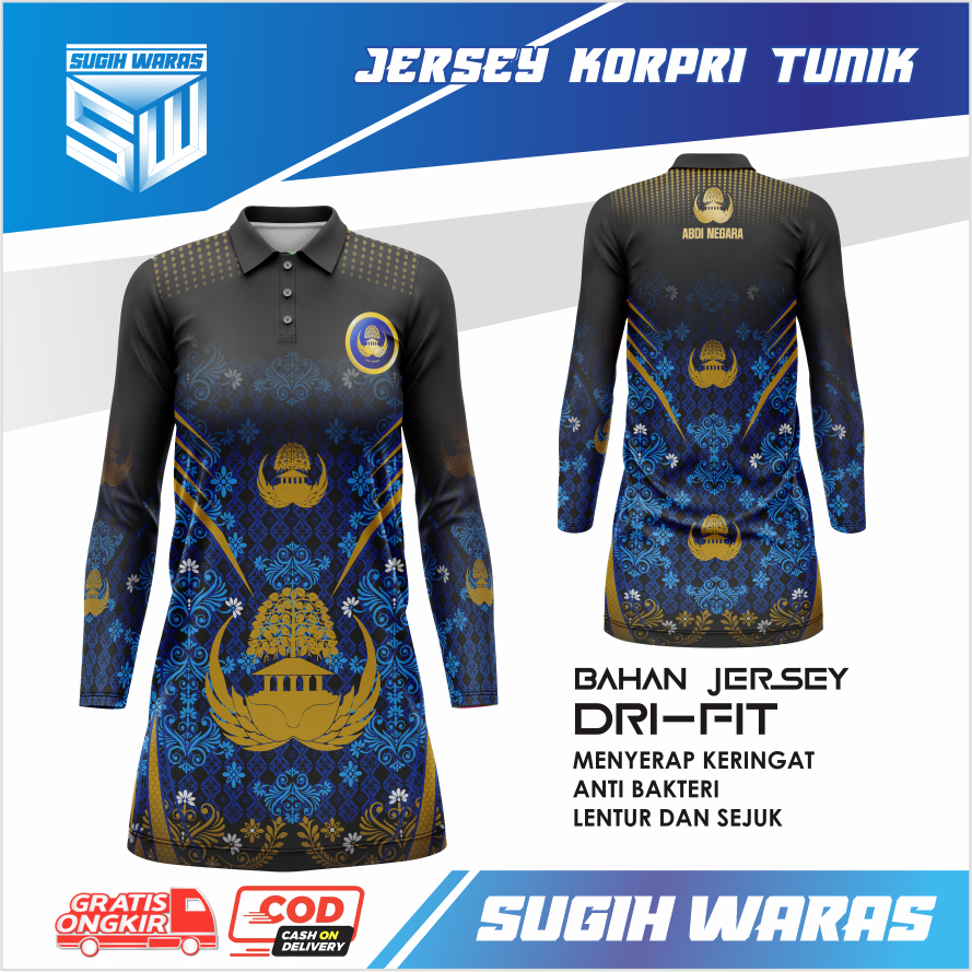 SW Jersey Tunik Korpri Muslimah Dry Fit Premium Kaos Olahraga Wanita