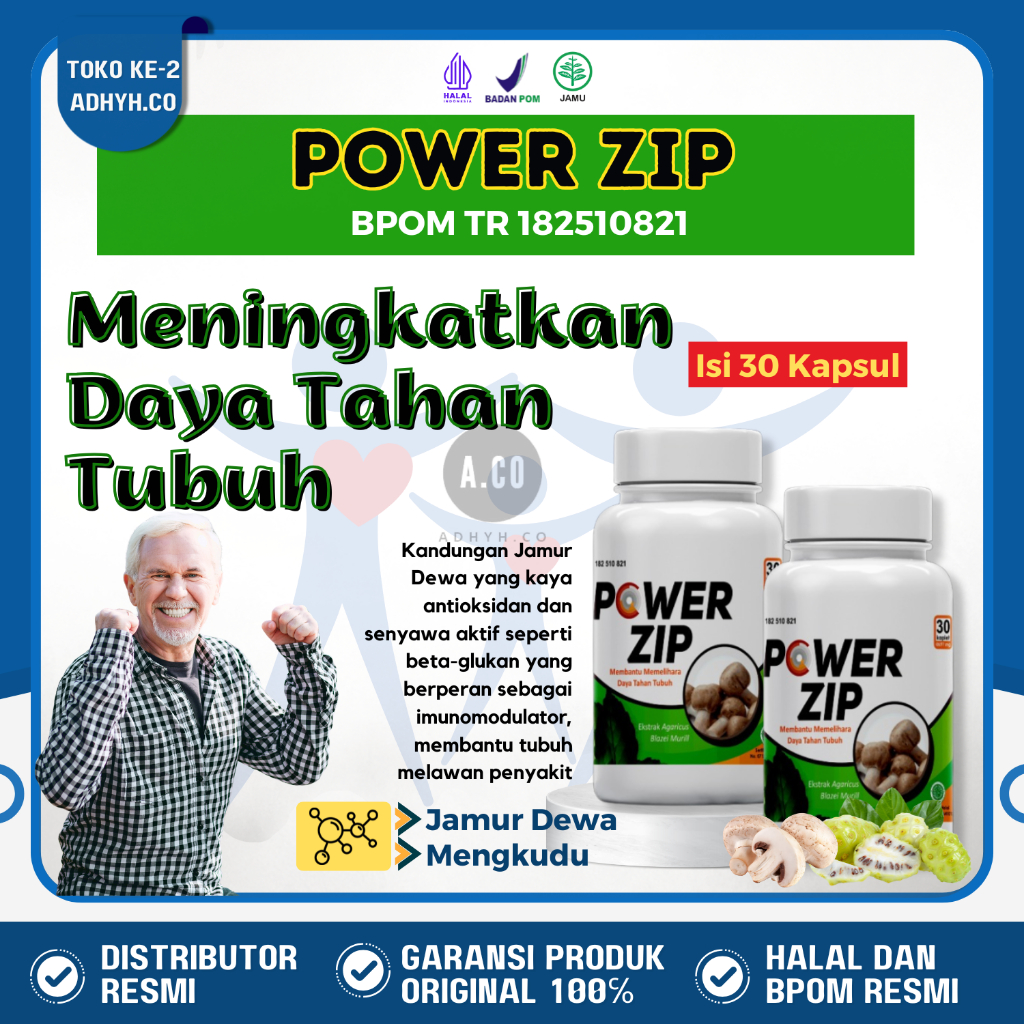 POWER ZIP Obat Herbal Tingkatkan Daya Tahan Tubuh Harian 30 dan 60 Kapsul Bpom