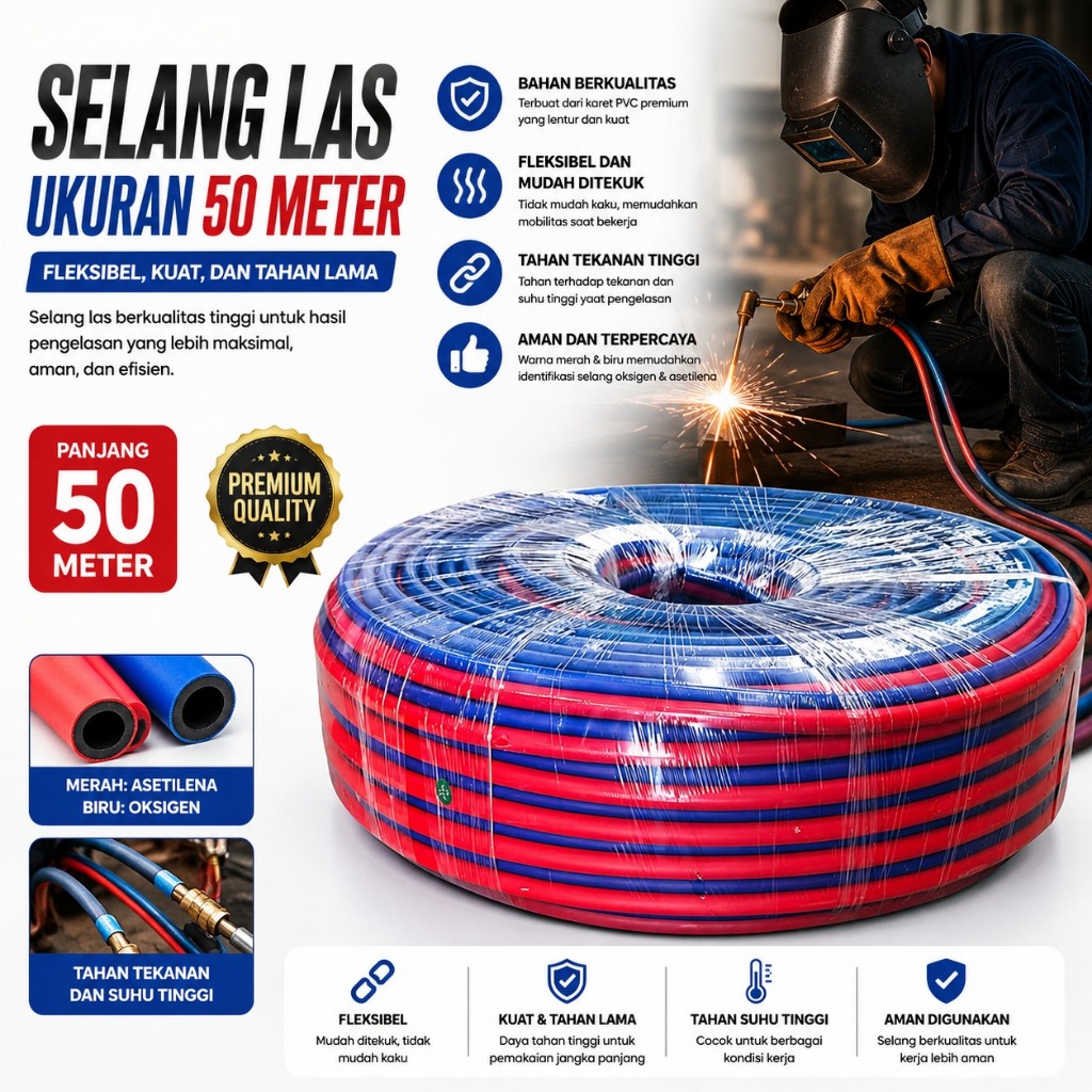 Selang Las Double Twin Welding Hose Blender Las Potong Karbit OXY LPG