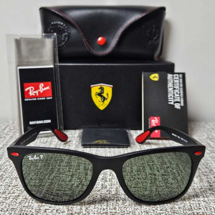 Kacamata RayBan Liteforce Ferrari RB4195M 52 20 Polarized F602/71 Black Matte Original