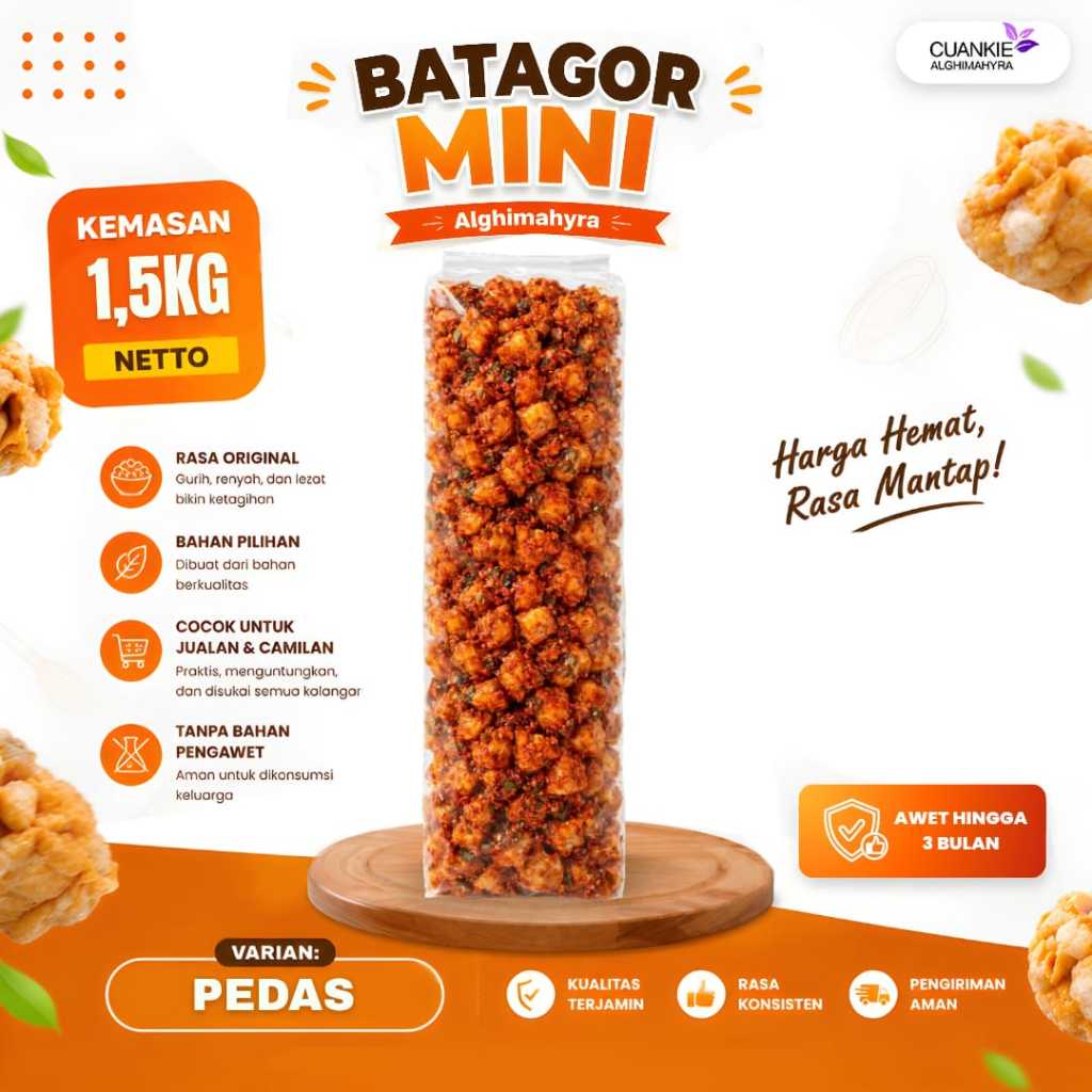 Batagor Mini Kering 1,5KG Pedas - renyah dan gurih kriuk Toping Seblak