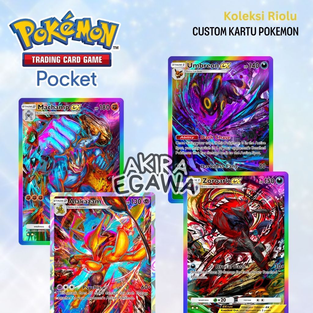 Kartu Pokemon Pocket Machamp Alakazam Umbreon Ex Zoroark AKIRA EGAWA | pokemon tcg ar card holo cust