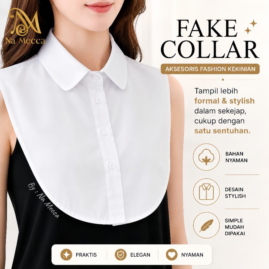 Kerah Palsu Kemeja Fake Collar Unisex Pria Wanita Warna Hitam Putih Tanpa Tali Aksesoris Fashion Kek