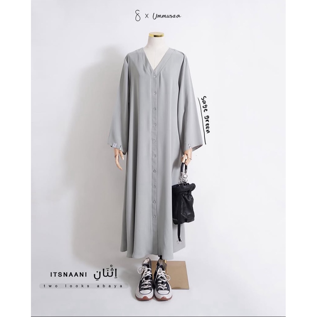 PRELOVED - ITSNAANI ABAYA x UMMUSZA ABAYA SAGE GREEN XS