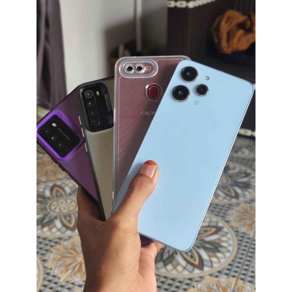 paketan 4 hp redmi 12 8/256gb+poco m3 4/64gb+oppo f9 4/64gb+redmi note 8 4) 64gb