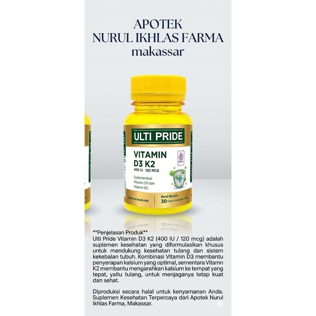 ULTI PRIDE VITAMIN D3 K2 30KAPSUL