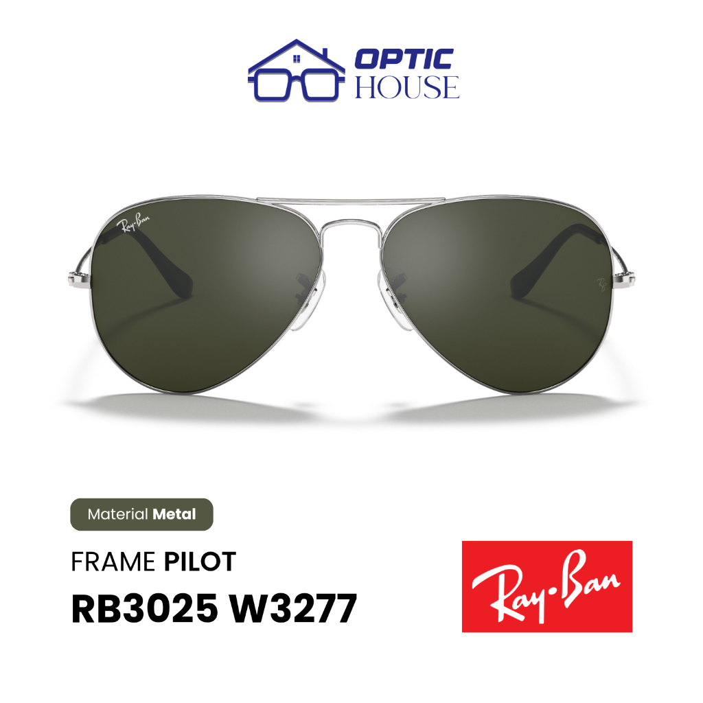 Ray-Ban RB3025 Aviator Large Metal Sunglasses W3277 Polished Silver Grey
