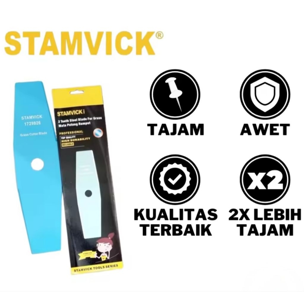 Mata Pisau Mesin Potong Rumput STAMVICK 35.5x9cm - Baja Tahan Lama, Tajam, 2 Sisi Potong