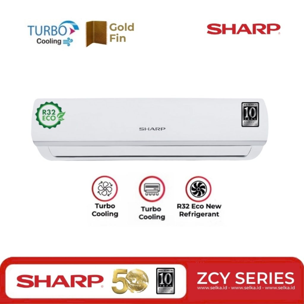 AC SHARP 1/2 PK AH-A5ZCY LOW WATT GOLD FIN EVAPORATOR+ TURBO COOLING