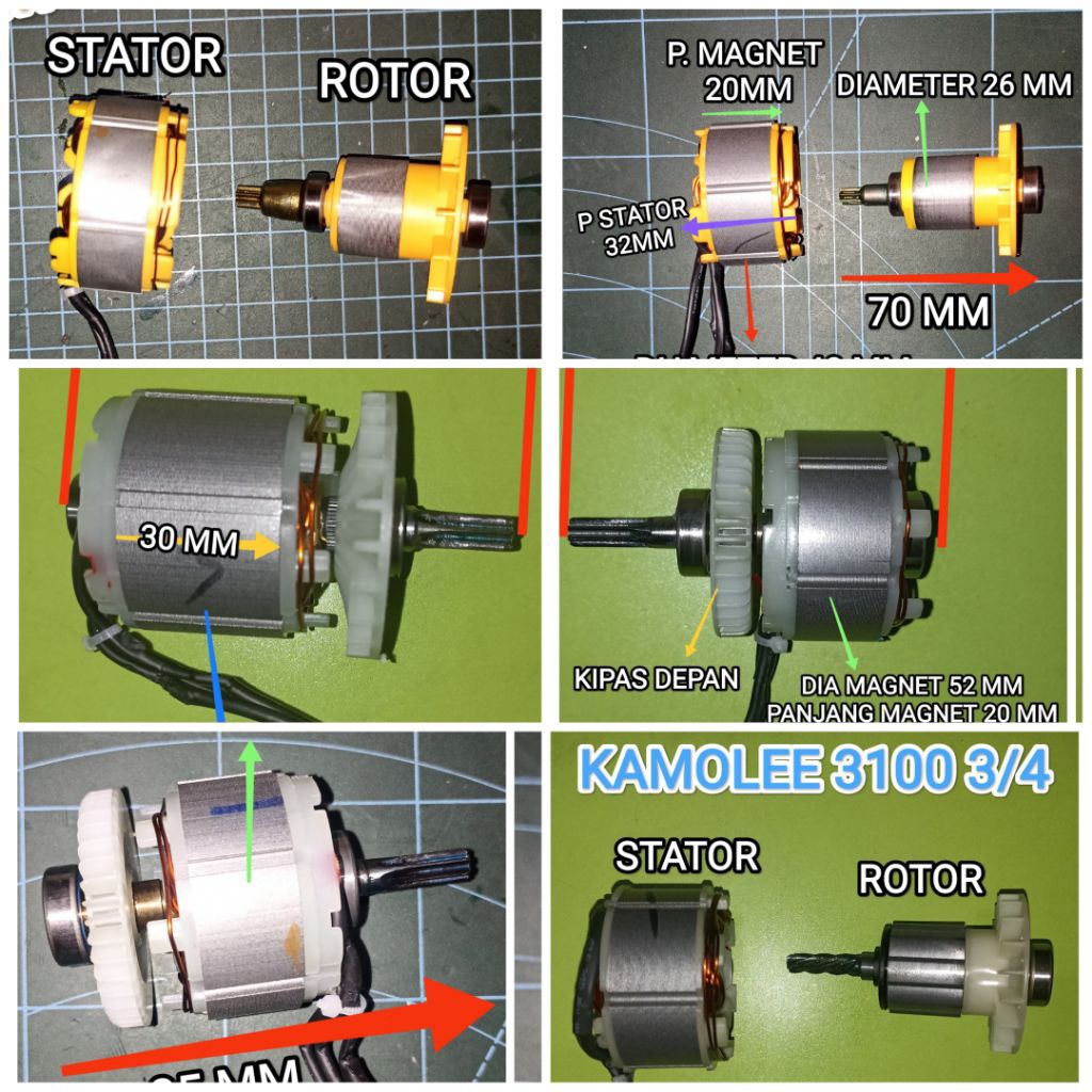 dinamo brushless motor untuk impact wrench cordless 350nm 500nm 600nm 700nm 1800nm 2100nm 3100nm 410