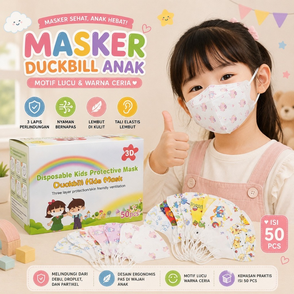 MASKER DUCKBILL ANAK ISI 50 PCS