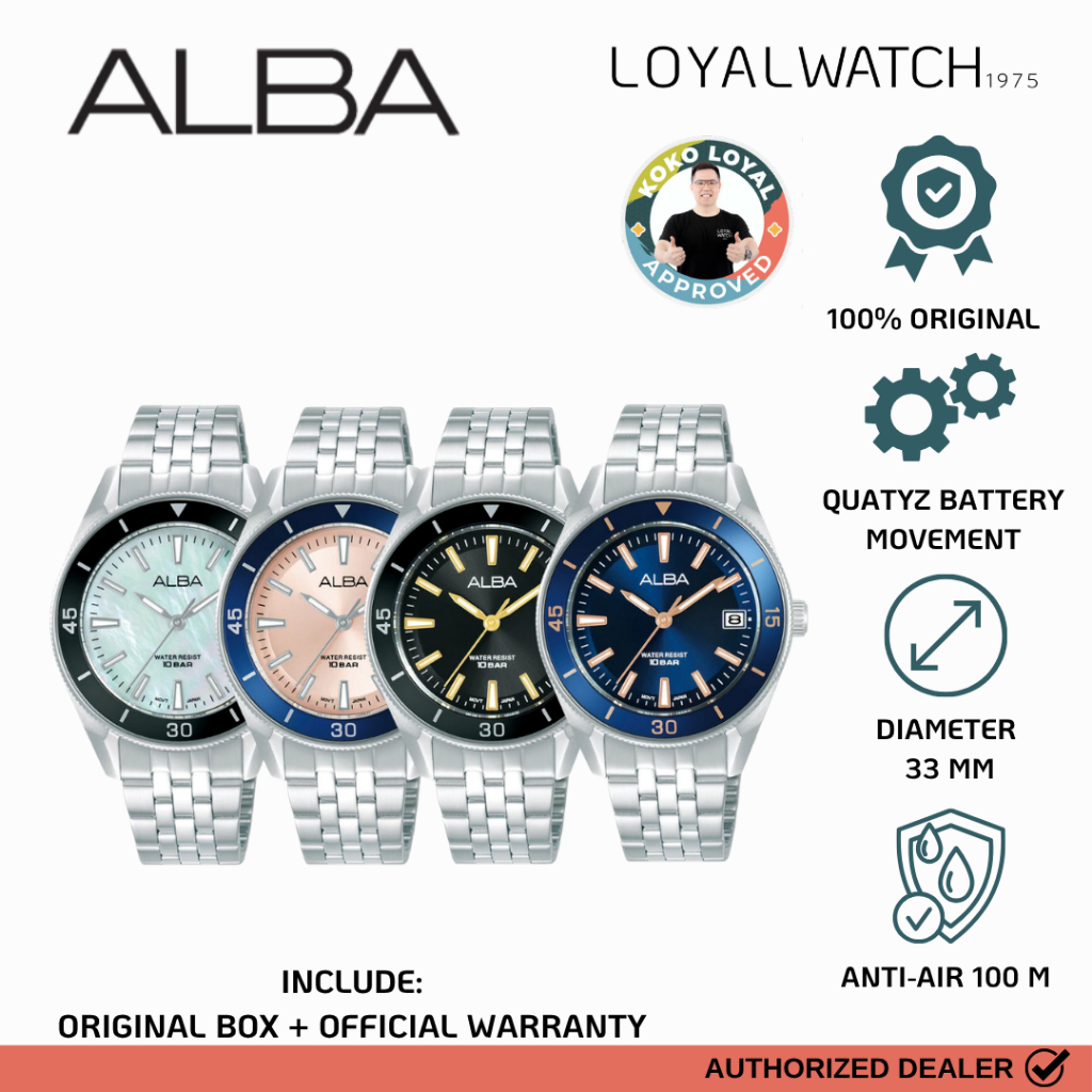 Jam Tangan Alba Active Wanita AG8Q17 AG8Q19 AG8Q23 AG8Q27 Stainless Steel Original Garansi Resmi